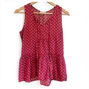 Chic‎ Red Patterned Sleeveless Blouse